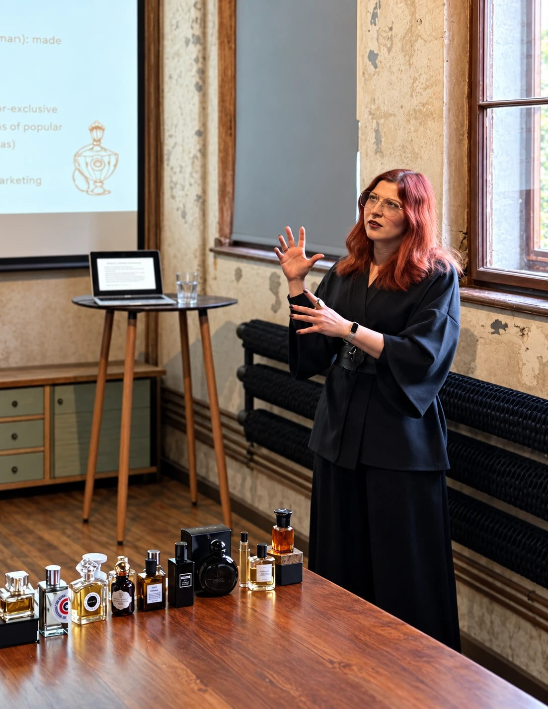 Kristina, founder of Vetiveria, leading a perfume workshop in Prague